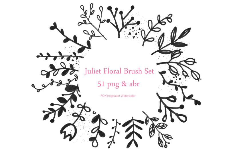 Hand Drawn Floral Digital Stamps Gráfico por Whimsy Dreams Clipart