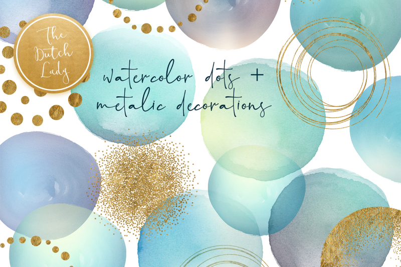 watercolor-dot-and-metallic-decoration-clipart