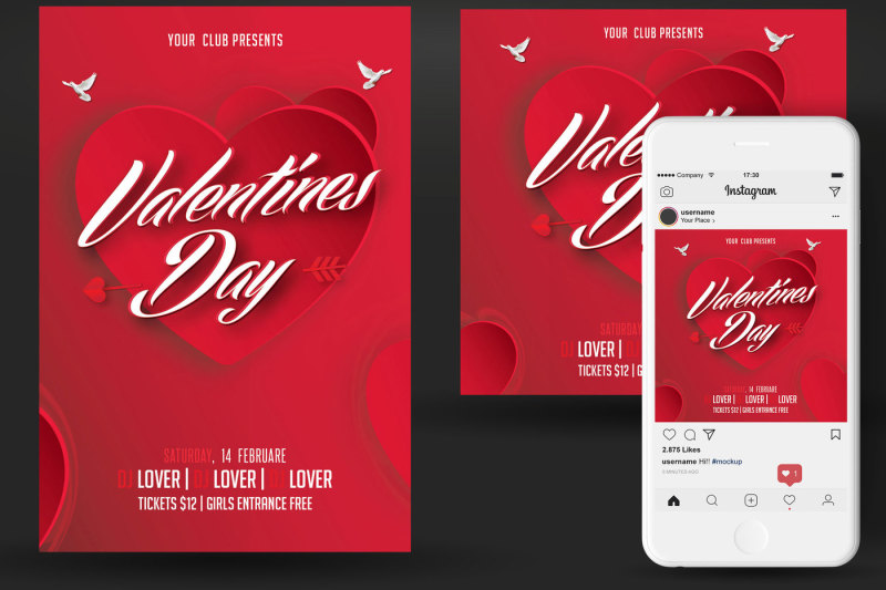 Valentines Day Party Flyer By artolus | TheHungryJPEG
