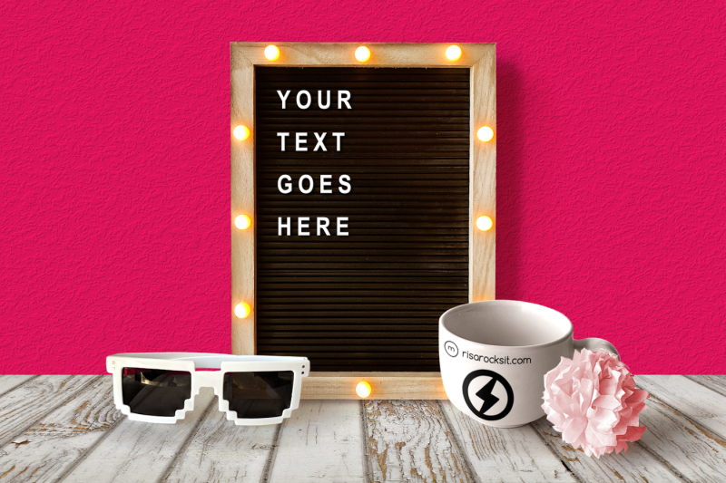 Download Free Letter Board and Mug | Mock Up (PSD Mockups) - Free ...