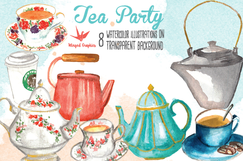 tea-set-watercolor-illustrations