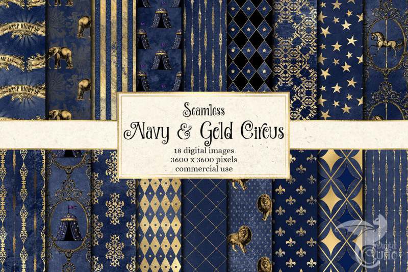 navy-and-gold-circus-digital-paper
