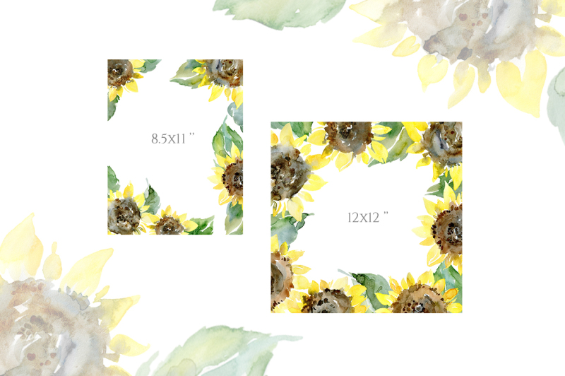 watercolor-sunflower-flowers-leaves-png