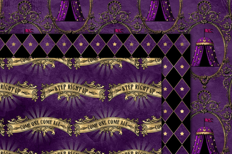 purple-and-gold-circus-digital-paper