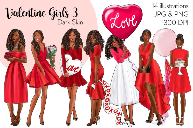 watercolor-fashion-clipart-valentine-girls-3-dark-skin