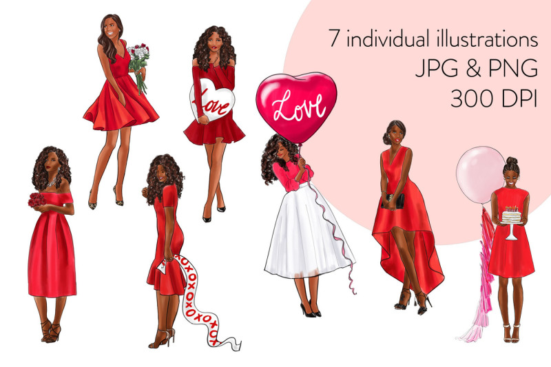 watercolor-fashion-clipart-valentine-girls-3-dark-skin