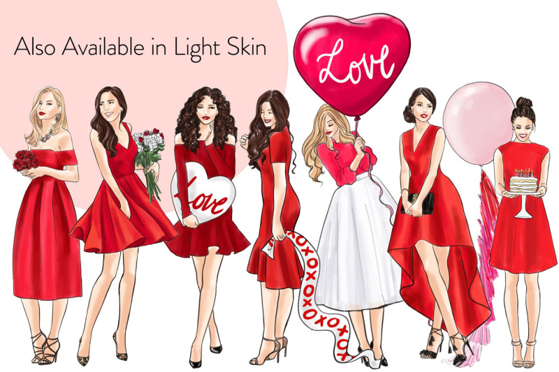 watercolor-fashion-clipart-valentine-girls-3-dark-skin