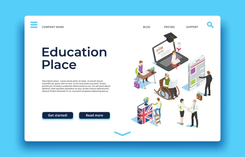 education-landing-page-isometric-people-learning-with-ebooks-smatphon