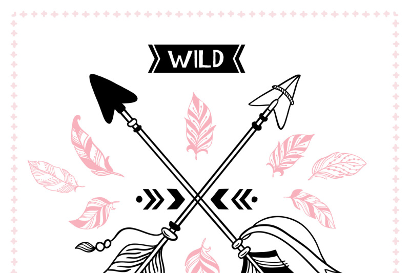 wild-free-poster-indian-tribal-cross-arrows-american-apache-mohawk-a