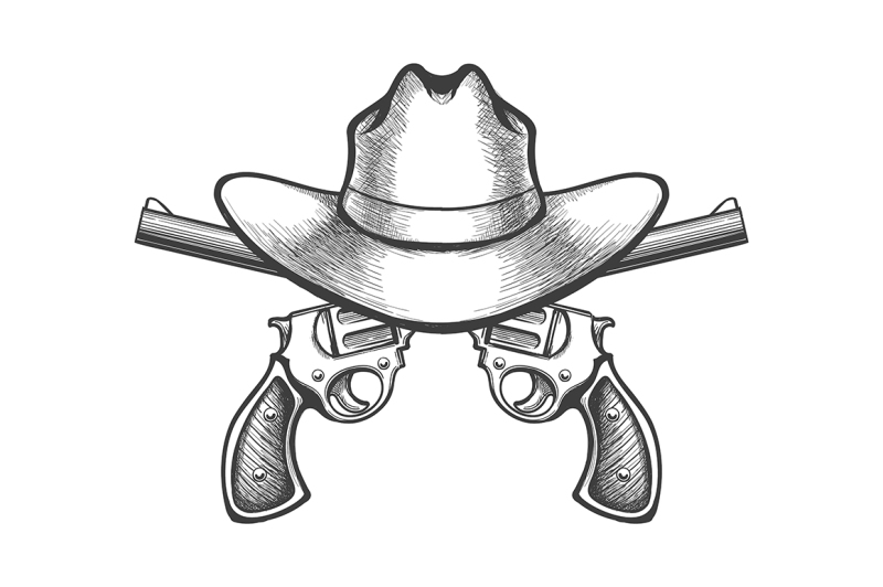 revolvers-with-cowboy-hat