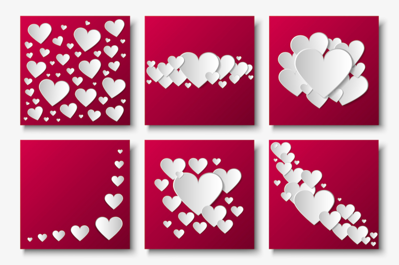 vector-cards-with-3d-paper-hearts