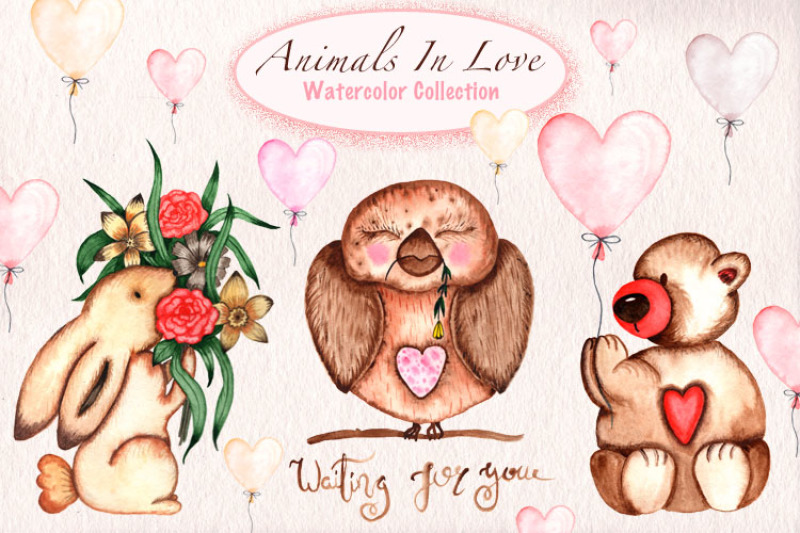 animals-in-love-wattercolor-collection