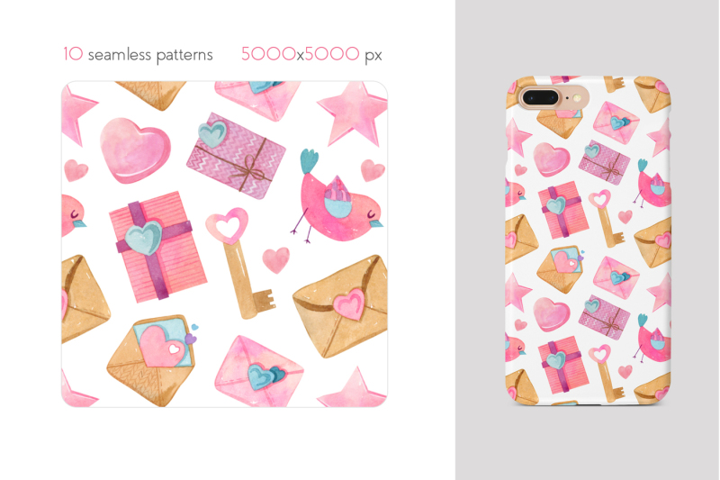 watercolor-hearts-seamless-patterns