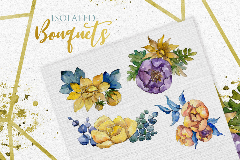 bouquets-yellow-watercolor-png