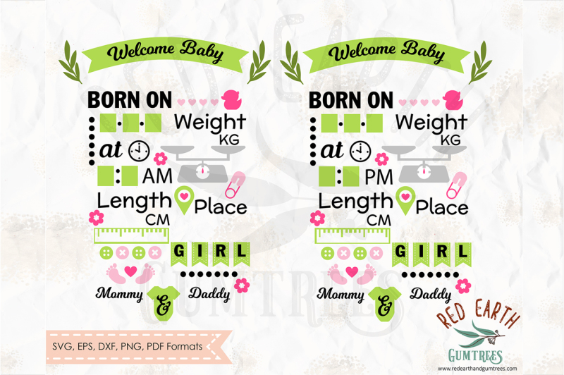 Download Baby Girl Announcement Chart Template Svg Dxf Png Eps Pdf By Redearth And Gumtrees Thehungryjpeg Com