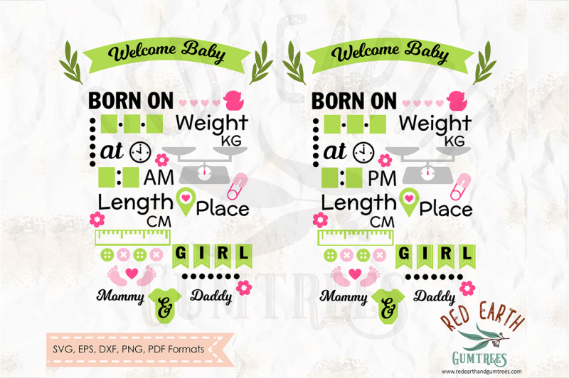 Download Baby Girl Announcement Chart Template Svg Dxf Png Eps Pdf By Svgbrewerydesigns Thehungryjpeg Com