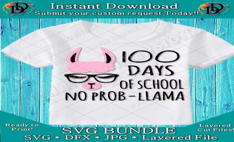 llama-svg-100-days-of-school-svg-shirt-dxf-school-svg-cutting-file-cr