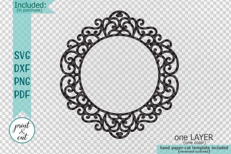 Download Swirly Circle Monogram frame Family name sign ready for cut file svg By kArtCreation ...