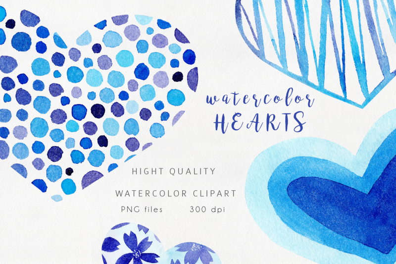 watercolor-blue-hearts-collection