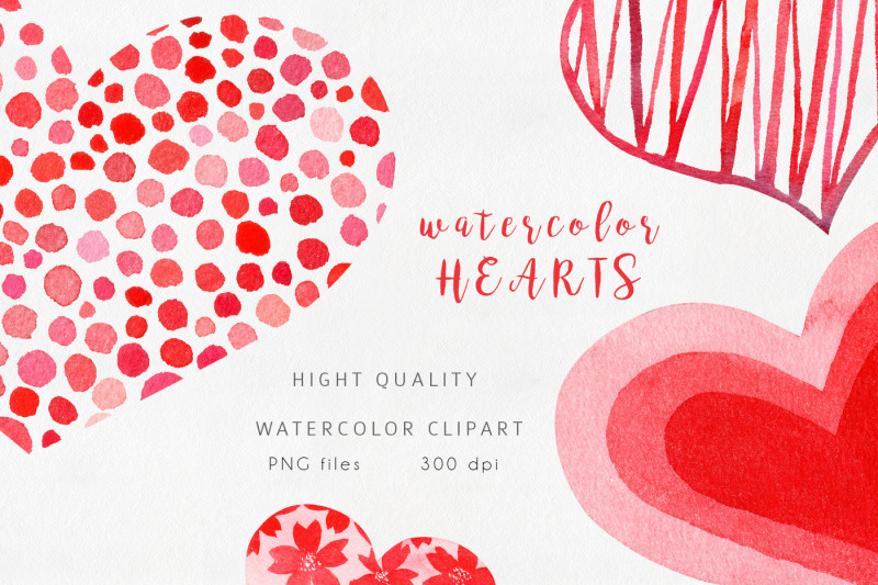 watercolor-red-hearts-collection
