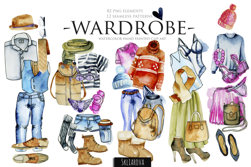 wardrobe-watercolor-clip-art