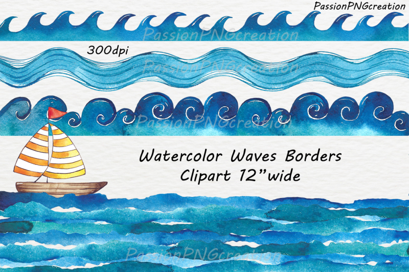 big-set-of-watercolor-waves-clipart
