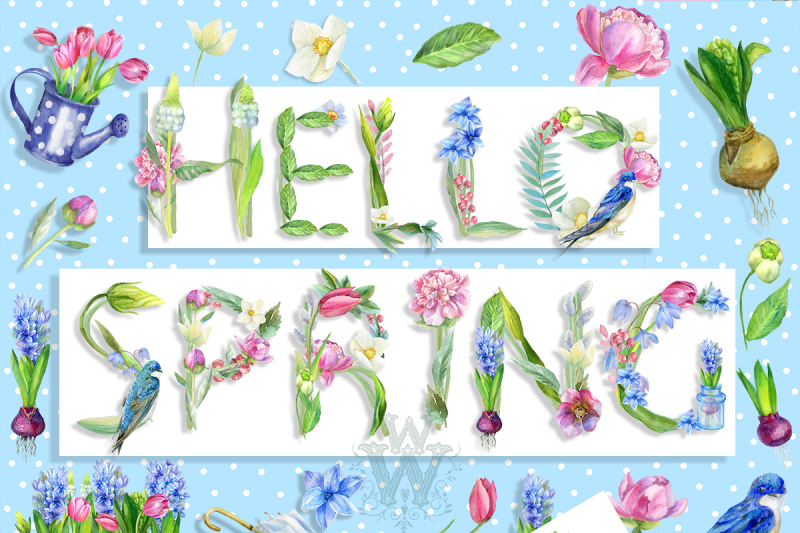 watercolor-hello-spring-clipart-with-cute-swallow