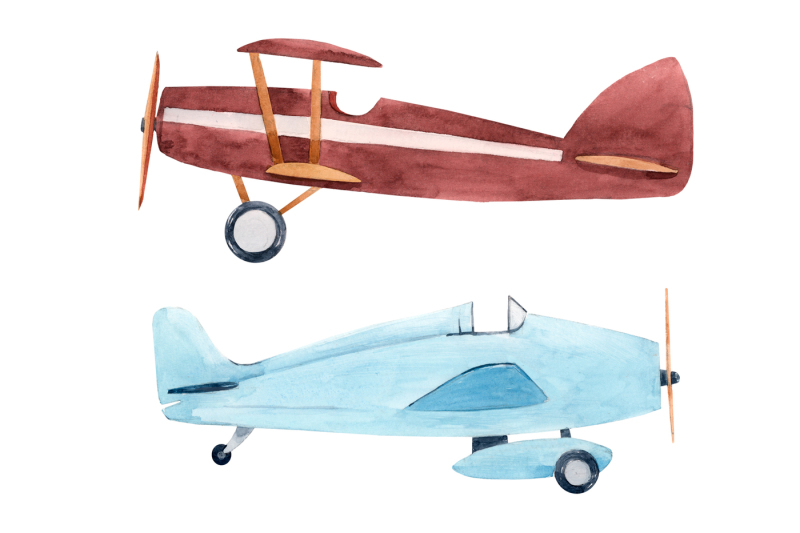 watercolor-aircraft-set-png-psd