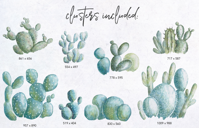 cactus-clusters-watercolor-clipart-set