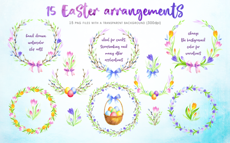 happy-easter-watercolor-clip-arts-and-seamless-patterns