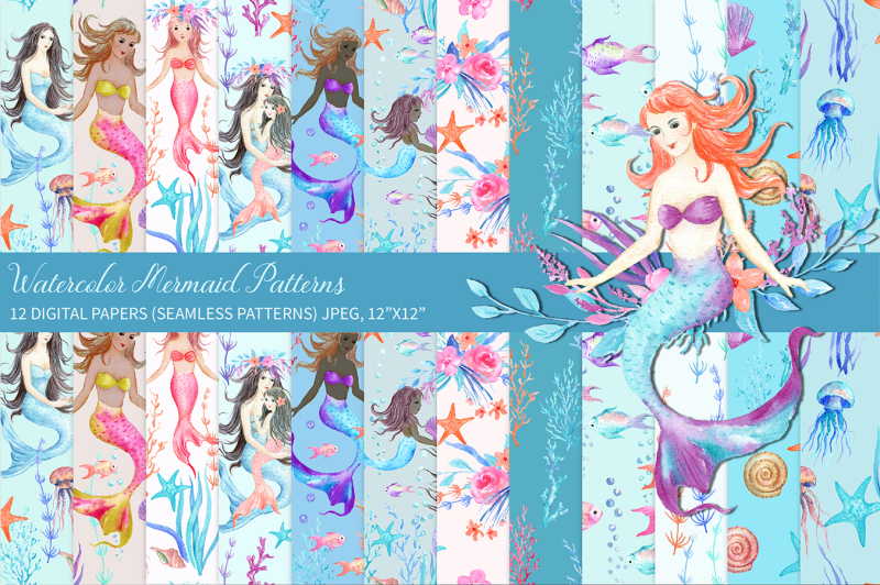 watercolor-mermaid-patterns