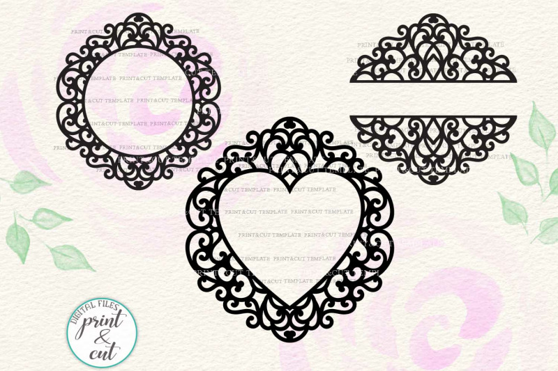 Download Swirly Swirls monogram frame for name bundle cutting svg ...