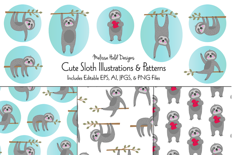 cute-sloth-illustrations-amp-patterns