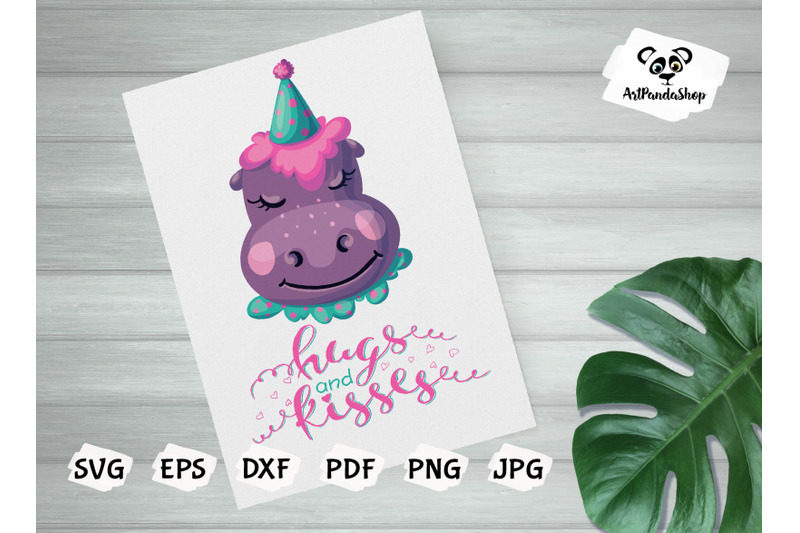 Download Cute Baby Hippopotamus Kawaii Clipart svg By ArtPandaShop ...