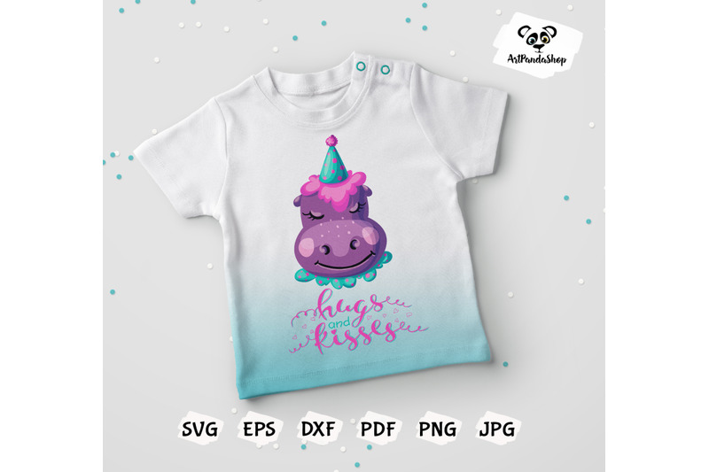 Download Cute Baby Hippopotamus Kawaii Clipart svg By ArtPandaShop ...
