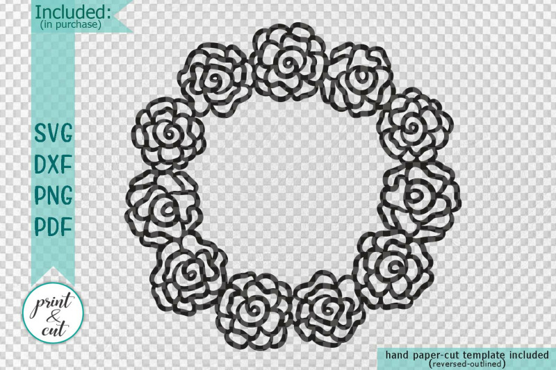 flowers-laurel-wreath-monogram-frame-for-name-paper-vinyl-cut-template