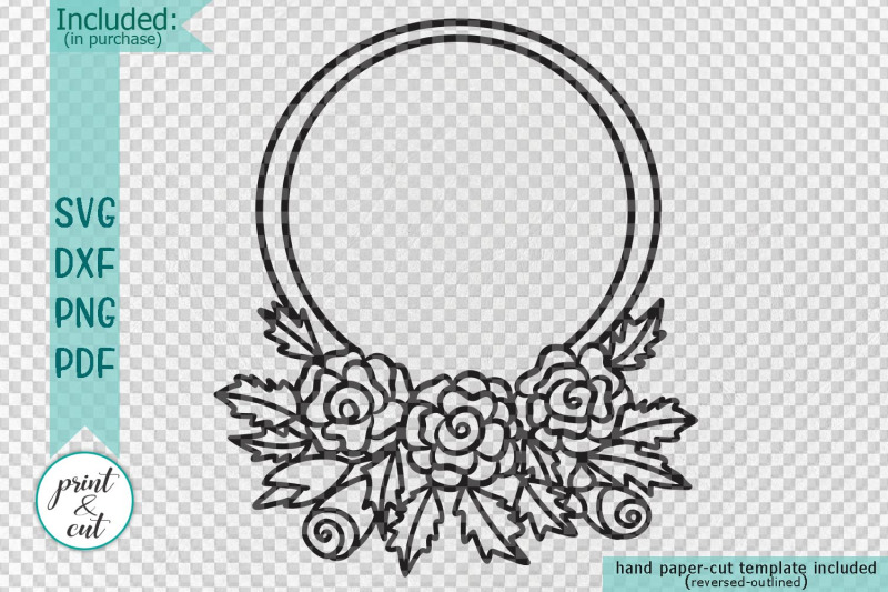 Download Luxury Wedding Floral Wreath Monogram Frame Cutting Svg File By Kartcreation Thehungryjpeg Com
