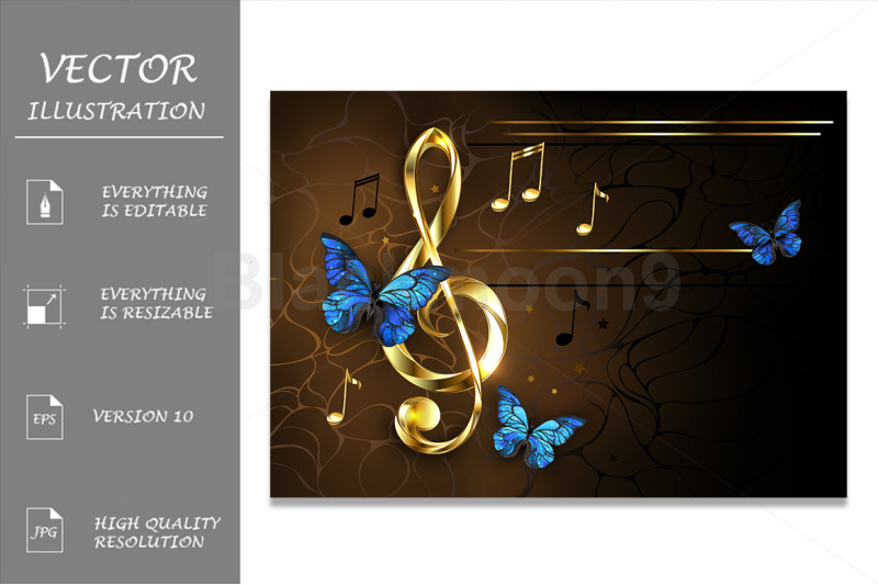 musical-key-with-blue-butterflies