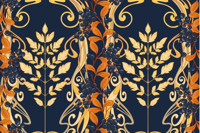 art nouveau leaf patterns