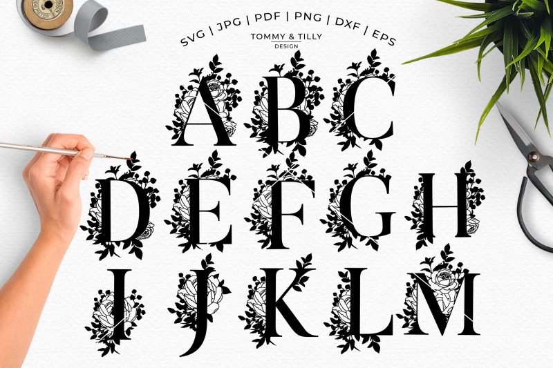 a-z-bouquet-alphabet-svg-dxf-png-eps-jpg-pdf-papercut-template