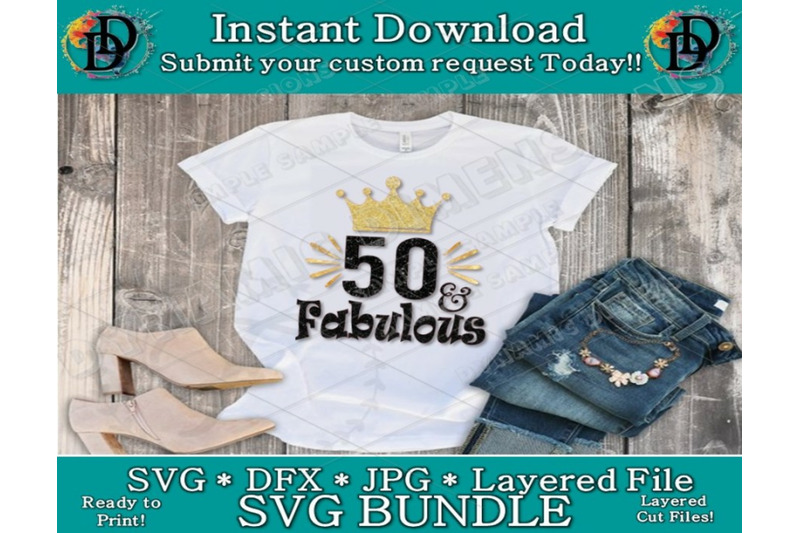 50 and Fabulous SVG | Digital Download | shirt bag tum Craft SVG.DIY SVG