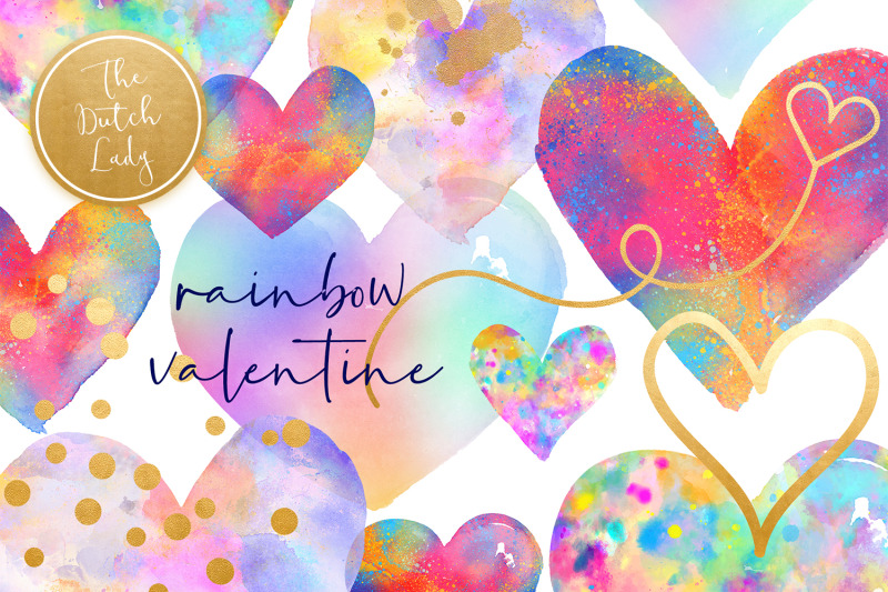 valentine-rainbow-heart-clipart-set
