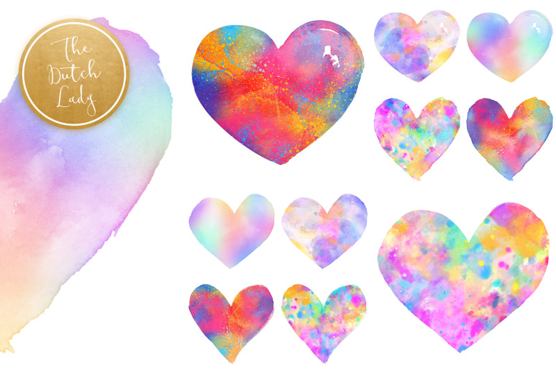 valentine-rainbow-heart-clipart-set