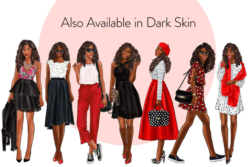 watercolor-fashion-clipart-girls-in-black-white-amp-red-light-skin