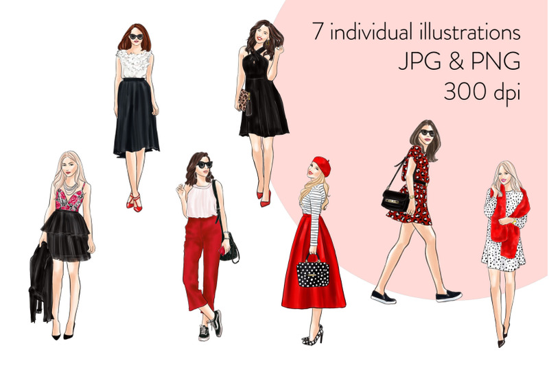 watercolor-fashion-clipart-girls-in-black-white-amp-red-light-skin
