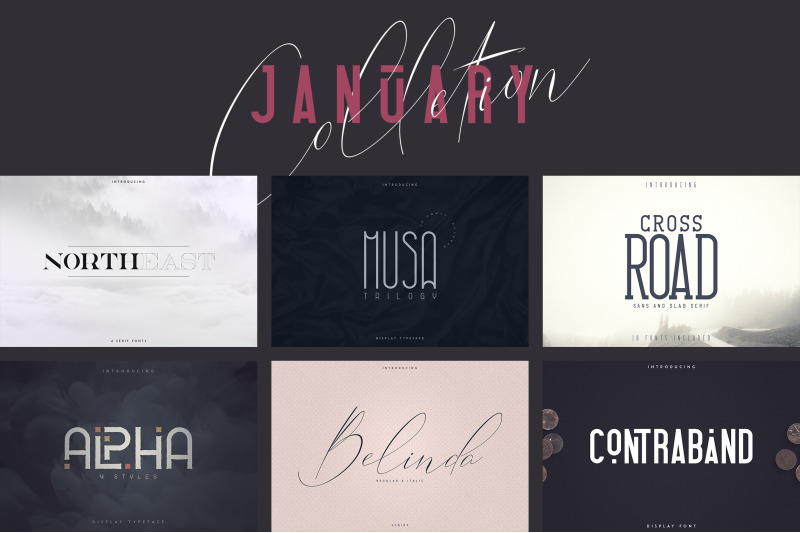 6in1 January Collection 39 Fonts By Vpcreativeshop Thehungryjpeg Com