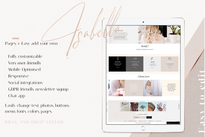 Wix Website Template Isabella By Creative Stash Thehungryjpeg Com