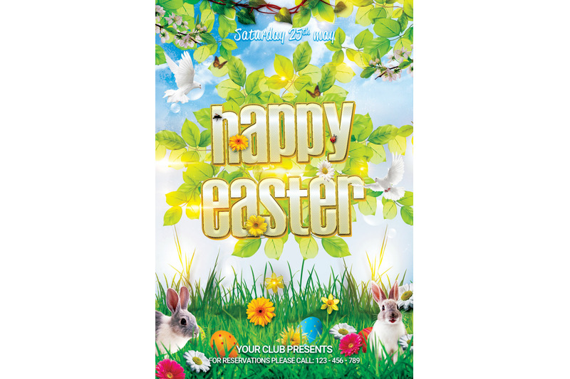 Happy Easter Party Flyer By Artolus Thehungryjpeg Com