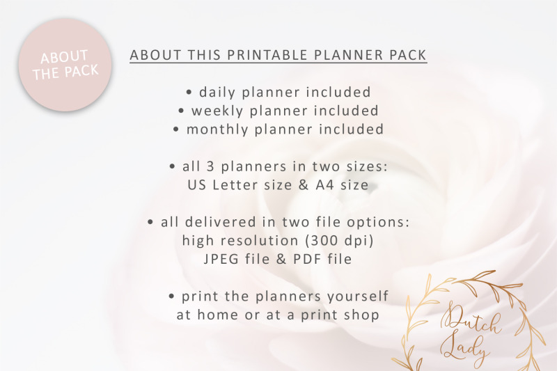 Printable Planner Pack - Day, Week, Month Schedule - Pink Flowers By ...