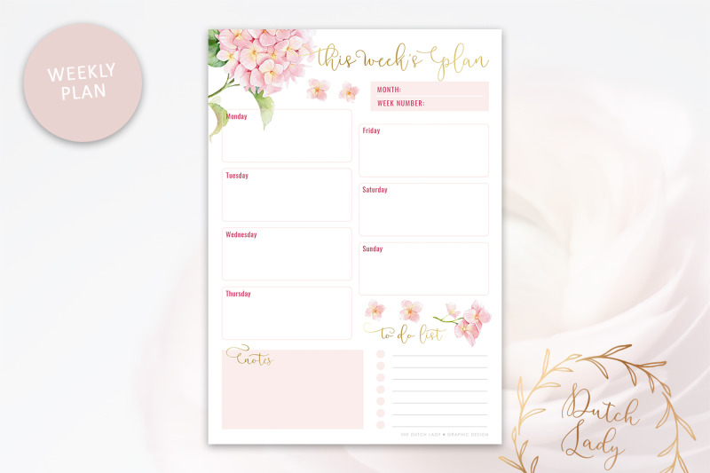 Printable Planner Pack - Day, Week, Month Schedule - Pink Flowers By ...